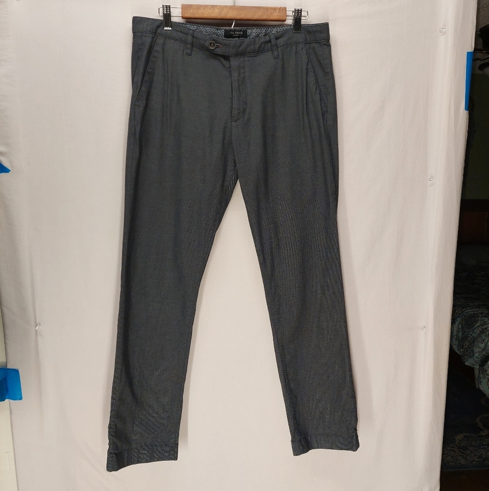 Ted Baker London Patterned Penguin Slim Fit Pants Size 34 Regular Grey